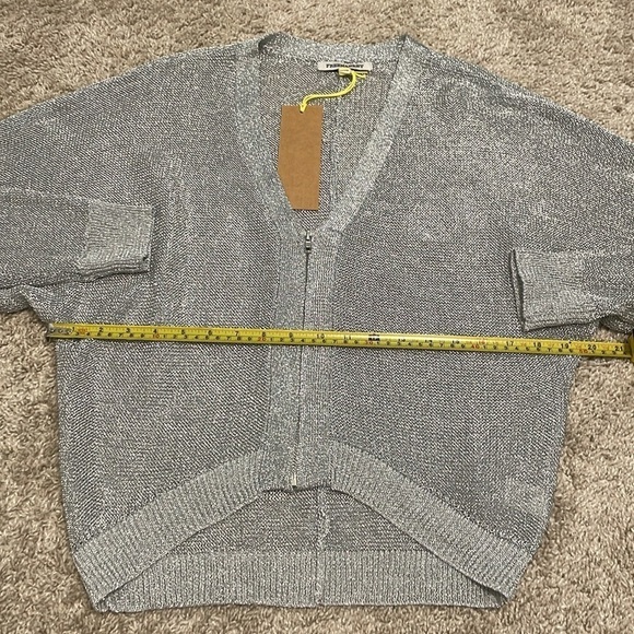 Free Market Women Jacket Small Silver Metallic Thread Foil Knit Contemporary - Picture 5 of 11